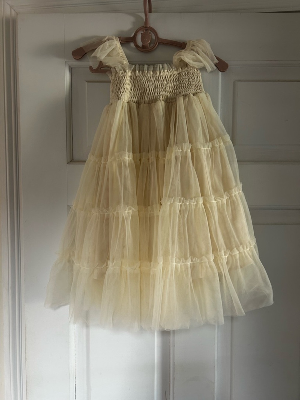 Girls' Cream Tiered Tulle Formal Dress